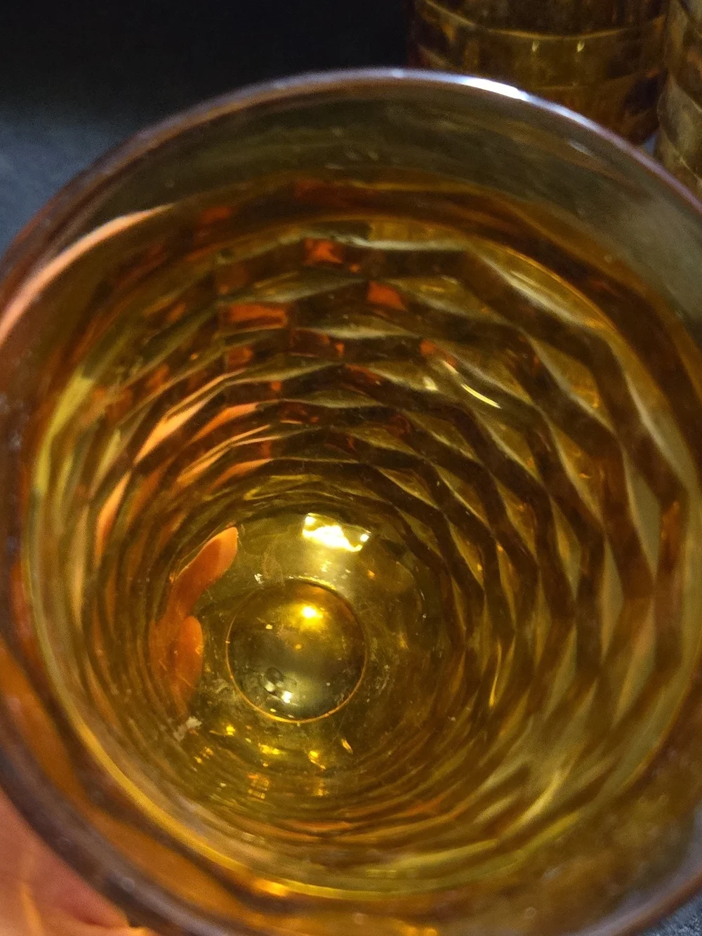 Vintage Amber Textured Glass Tumbler Set - 4 Pack